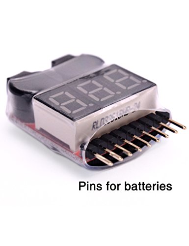 Readytosky 4 pcs 2 in 1 RC 1-8s Lipo/Li-ion/LiMn/Li-Fe Battery Checker with Low Voltage Buzzer Alarm and LED Indicator gift