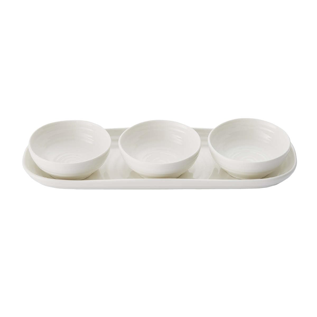 Portmeirion Home & Gifts CPW78856-XP Bowl and Tray Set, Porcelain, White, 27.5 x 10 x 3.1 cm