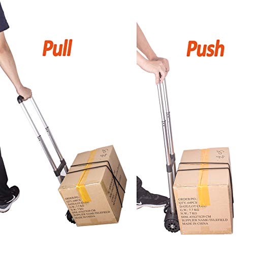 image for Hand Truck, Sanoto Folding Aluminum Hand Cart Moving Dolly with 4 Whee