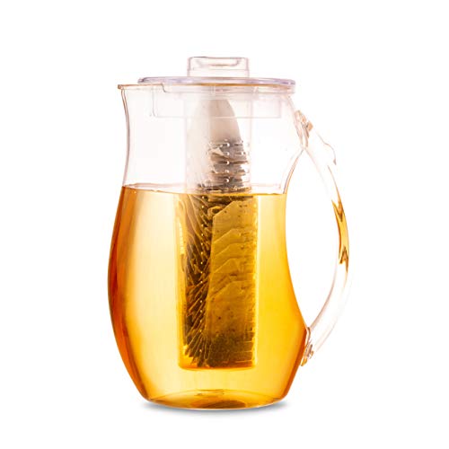 Homeries Fruit Infuser Water Pitcher with 3 Tubs (2.9 Quart / 93 Oz) - Shatterproof Acrylic Infusion Jug for Iced Tea, Juice, Beverages, Water, Lemon, Fruit & Herbs - BPA Free