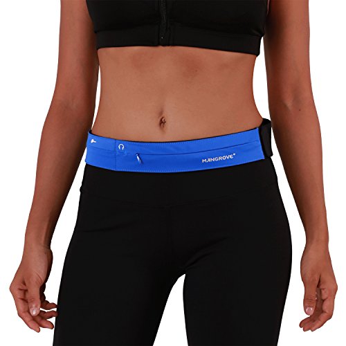 MANGROVE Running Jogging Pouch Belt Waist Pack - Key, Phone, iphone 6 Plus, iphone 7 Plus Holder for Runner - Fanny Waist Pack with 2 Adjustable Pouch, Adjustable and Opening for Headphones