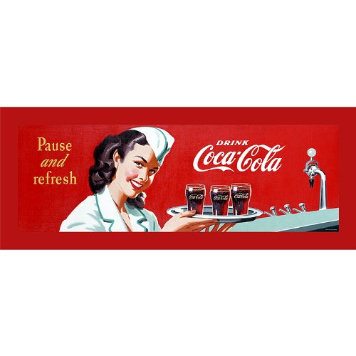 Trademark Coke Waitress Stretched Canvas Print 12 x 36 -Inch