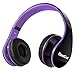 BESTGOT Kids Headphones BG6002 Children Headphones for Kids Boys Adult with Microphone Volume Control Foldable Headset with 3.5mm Plug Removable Cord (Black/Purple)