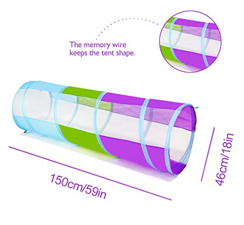 WERSHOW Pop up Play Tunnel Tube - Play Tents Crawling Games Toy Indoor and Outdoor For Kids Babies Toddlers(Grenadine)