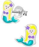 Hypoallergenic Sterling Silver Purple & Teal Mermaid Stud Earrings for Kids (Nickel Free)