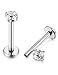 4PCS Labret Monroe Lip Ring/ Tragus/ Helix Earring Piercing,Surgical Steel Hypoallergenic Lead and Nickel Free, 8mm Bar Length 3mm Cubic Zirconia (4PCS:silver)