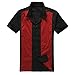 Anchor MSJ Men's 50s Male Clothing Rockabilly Style Cotton Mens Shirts Short Sleeve Fifties Bowling Casual Button-Down Shirts XL Red
