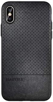 MARYBLE Perforated Design PU Leather Phone Case for iPhone X (2017) / iPhone Xs case (2018) (Black)