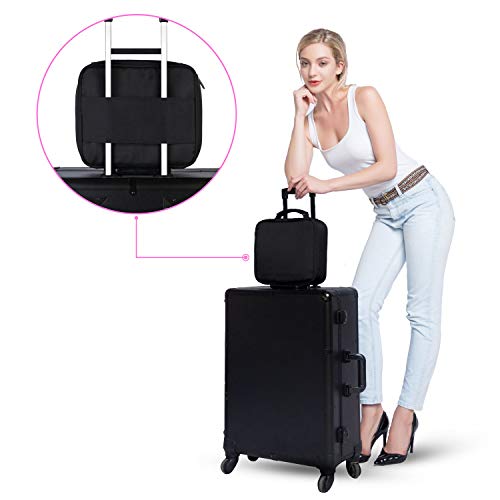 ETEREAUTY Travel Makeup Bag Portable Cosmetic Case Train Bag with 3 Individual Cases Bags Artist Storage Bag, Premium Makeup Organizer Bag for Makeup Brushes Toiletry Jewelry Digital Accessories Black