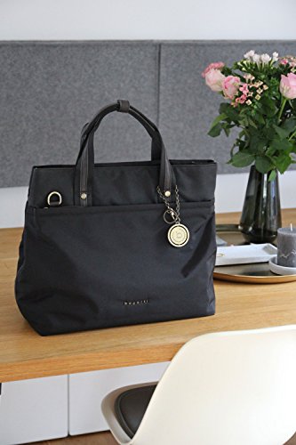 Bugatti-Contratempo-Shopper-Handtasche-Damen-Nylon-Tasche-mit-RFID-Fach-Groe-Damenhandtasche-Schultertasche--Schwarz