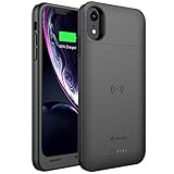 Alpatronix iPhone XR Battery Case, 5000mAh Slim Portable Protective Extended Charger Cover with Qi Wireless Charging Compatible with iPhone XR (6.1 inch) BXXr - (Black)