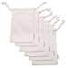 Augbunny 100% Cotton Canvas Favor Bag Pouch With Drawstring 6-pack (Small, White)