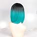 ZingSilky Ombre Blue Bob Style Straight Synthetic Wigs for Women High temperature Fiber+ Free Wig Cap(13inch, 1B#/blue)
