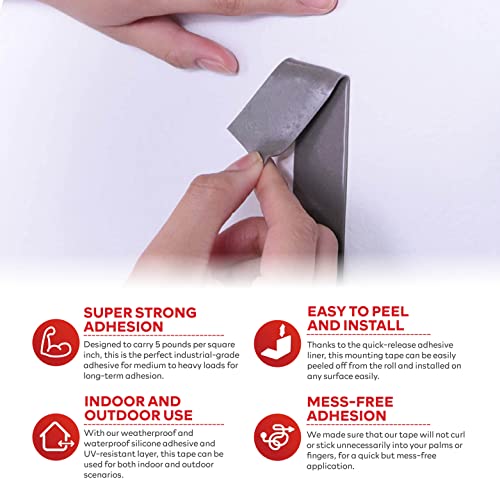 XFasten Extreme DoubleSided Acrylic Mounting Tape Removable, Gray, 1