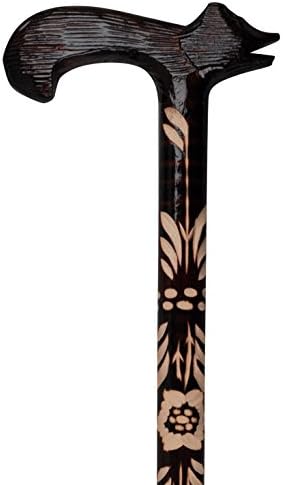 Carved Walking Stick - Bear (Dark Wood)