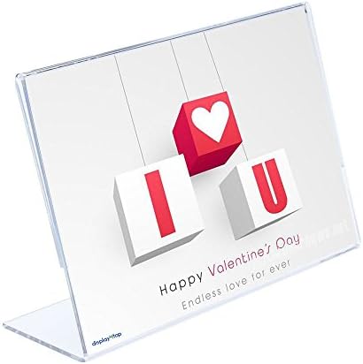 Display4top 3 Pack, 11 x 8.5 Inches Displays Clear Acrylic Slanted Sign Holders Landscape Ad Frame