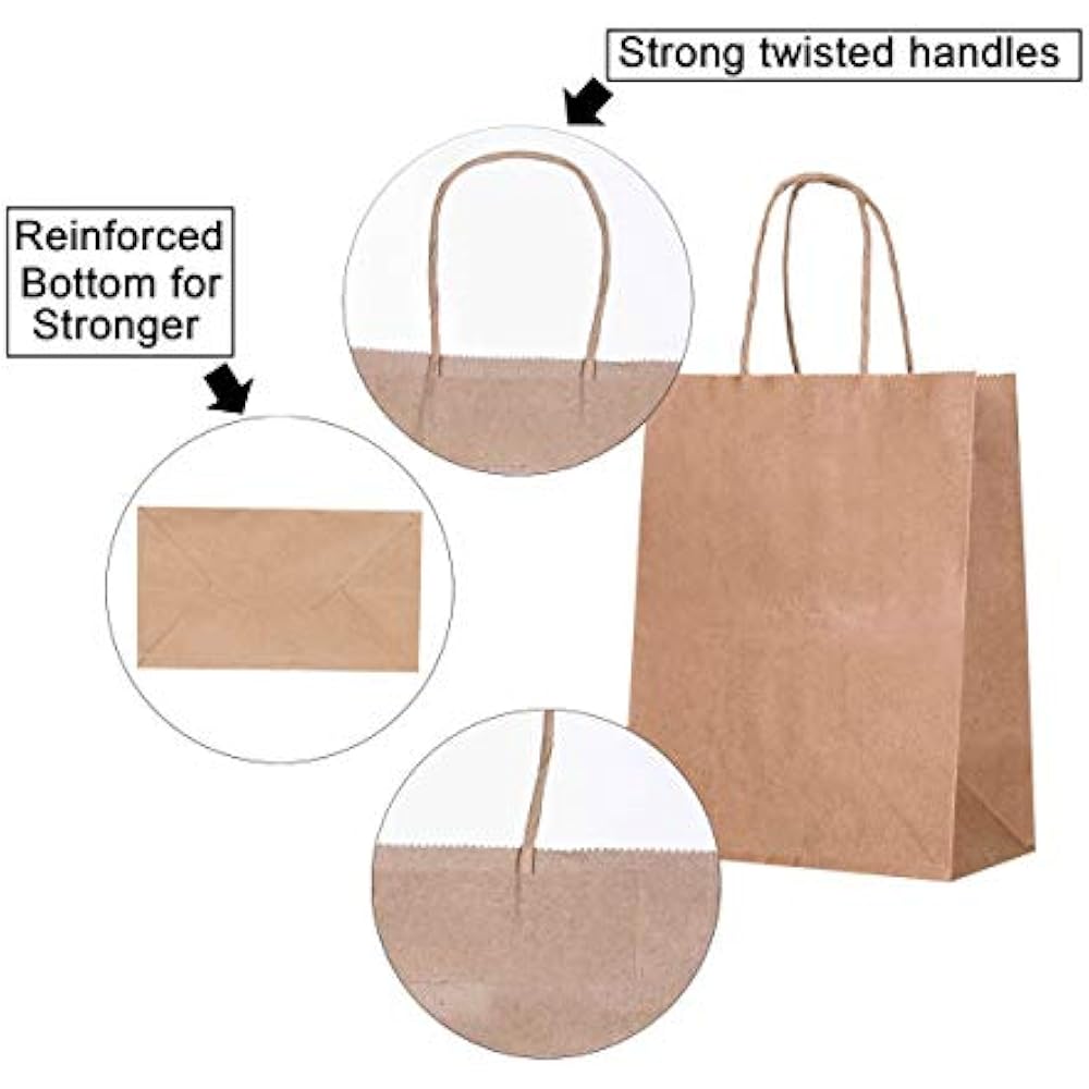 Brown Gift Wrapping Supplies Kraft Paper Bags Bulk Handles 8 X 4.5 10.5
