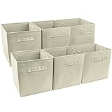 Sorbus Foldable Storage Cube Basket Bin, 6 Pack, Beige