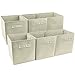 Sorbus Foldable Storage Cubes - 6 Fabric Baskets for Organizing Pantry, Closet, Shelf, Nursery, Playroom, Toy Box - 11 Inch Dual Handle Collapsible Closet Organizers and Storage Bins (Beige)