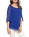 ACEVOG Women's Scoop Neck Chiffon Solid Blouse Top (Blue XXL)