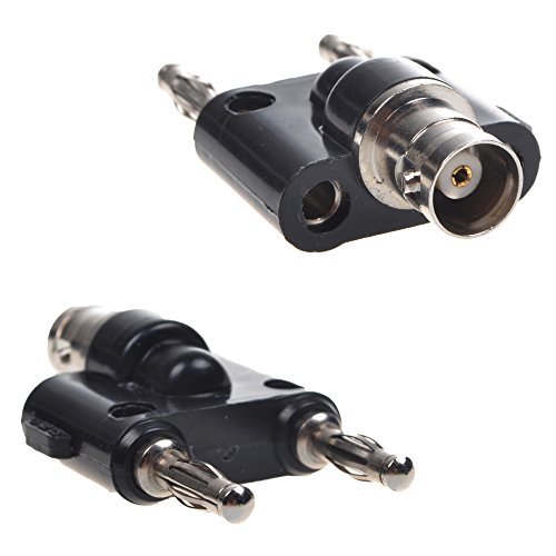 BCP 2pcs BNC Female Jack to Dual Banana Male Plug Coaxial Adapter