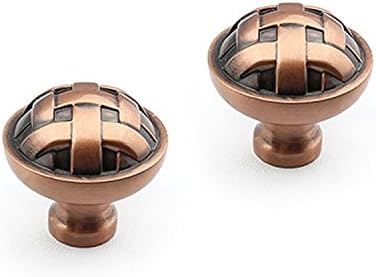 Ya Jin 2Pcs Retro Drawer Knobs, Knitting Style Cabinet Cupboard Wardrobe Door Pull Handle, Red Bronze