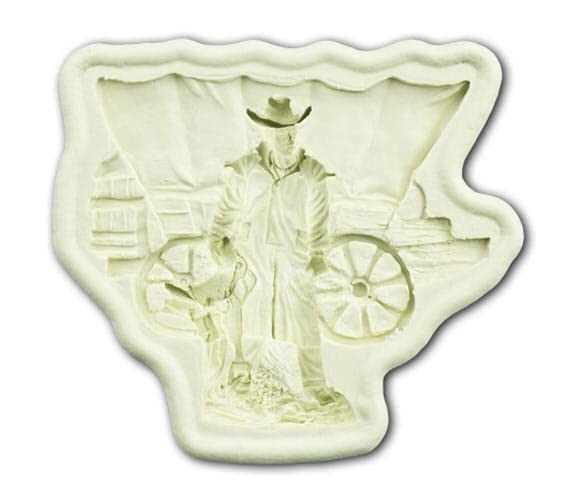 DPMCO.Ltd Cowboy and Wagon Plaque Mould — image 1