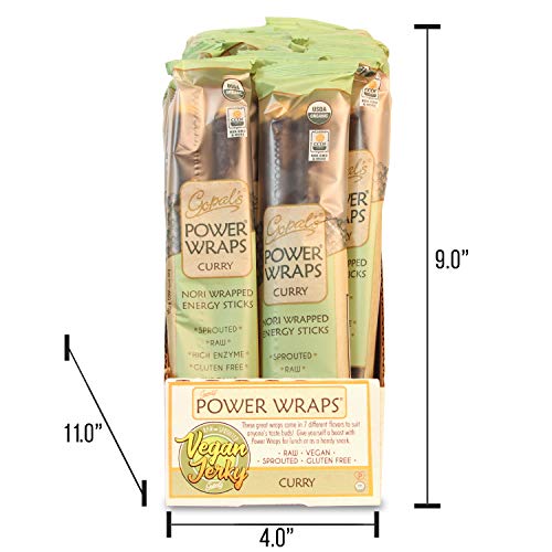 Gopal's Curry Power Wraps, Vegan and Gluten-Free Organic Food, Raw and USDA Certified Nori-Wrapped Energy Sticks 1.8 Ounces (Pack of 24)