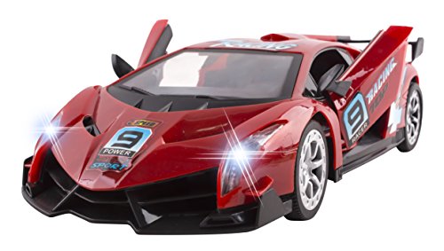 Large 11" Remote Control Car RC Veneno RC Car Radio Control Racing Toy Car Opening Doors w/ Button Exotic Lamborghini Sports Car, Working Headlights