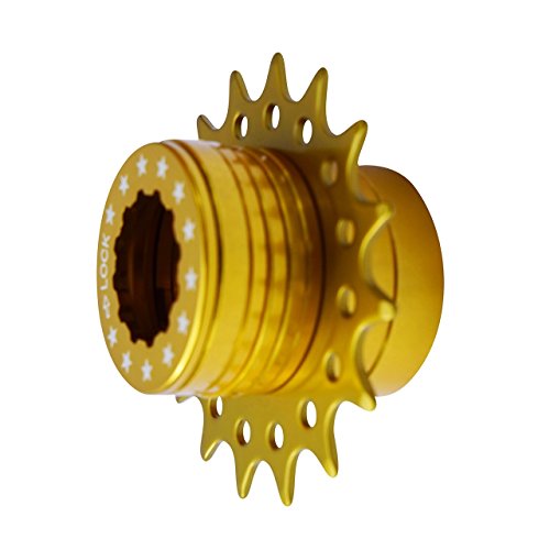 Bike Single Speed Fixie Cassette Conversion Kit Compatable Shimano 16T Colors (Gold)