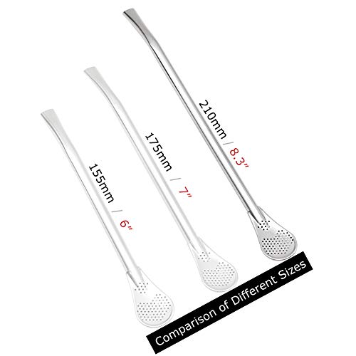 GFDesign 8.3 Inches Long Yerba Mate Bombilla Gourd Drinking Filter Straws Soft Heatproof Silicone Tips Cover Food-Grade 18/8 Stainless Steel & Silicone - Set of 2 with Silicone Tips & Cleaning Brushes - Thumbnail 5