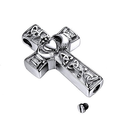 AMIST Irish Cross Claddagh Cremation Jewelry Keepsake Pendant