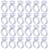 Akstore 200PCS Disposable Makeup Glue Rings Plastic Nail Art Tattoo Glue Rings Holder Eyelash Extension Rings Adhesive Pigment Holders Finger Hand Beauty Tools (Seperated)
