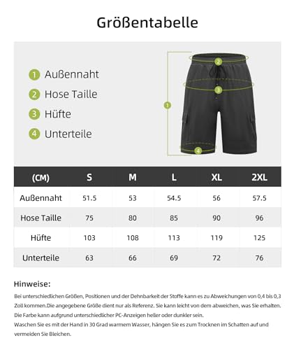 JACKETOWN Men's Cotton Cargo Shorts - Summer Casual Bermuda Shorts With Elastic Waist