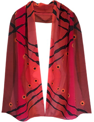 ULRIKE ~ Organic black brushstrokes diagonally traverse a dozen different reds