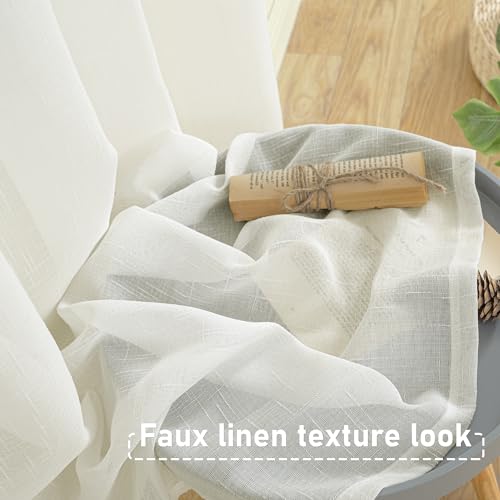 BGMENT SHEER LINEN CURTAINS FOR LIVING ROOM 2 PANELS SET, SEMI SHEER CURTAINS 120 INCH LENGTH FOR BEDROOM LIGHT FILTERING CURTAINS & DRAPES WITH GROMMET, EACH 2 PANELS, 52 X 120 INCH, CREAM WHITE