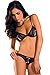 Rene Rofe Women's Lace Peek-a-Boo Bra & Crotchless Thong Set