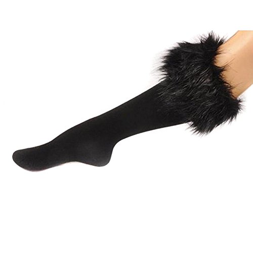 Sealike Soft Cozy Luxury Faux Fur Leg Warmers Snow Socks Boots Cuffs Cover Sleeves with a Stylus(Black)