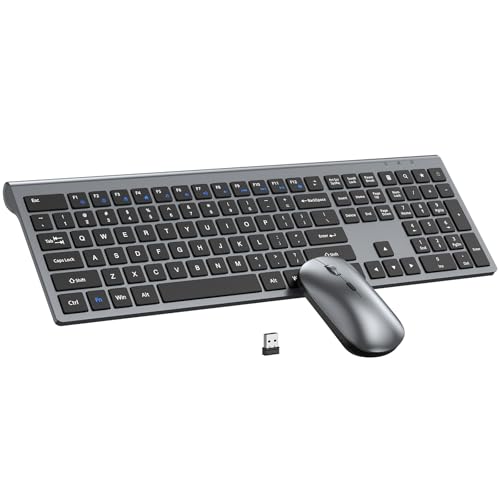 Wireless Keyboard and Mouse Combo Gray Black