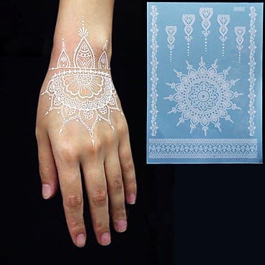 JYT White Lace Temporary Tattoo Sticker Waterproof Henna Tatoo Bracelet Sleeve Flash Fake Tatouage Women Body Art Jewelry