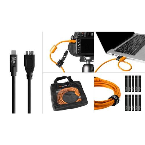 Tether Tools Starter Tethering Kit with 15' USB-C to 3.0 Micro-B Cable, Black