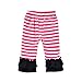 Miniowl Toddler Girls 3 pcs Ruffle Flare Pants Black Top with Headband