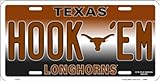 NCAA University of Texas HOOK 'EM Longhorns Metal Car License Plate Novelty Sign