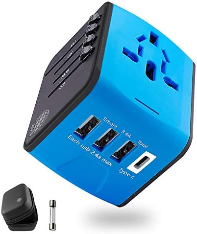 Universal Travel Adapter, International Power Adapter, European Plug Adapter, USB C Wall Charger, Outlet Power Converter for Cell Phone, Tablet and Laptop in EU UK USA AUS