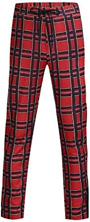 Trousers Men Skinny Pencil Pants 2019 Long Casual Sport Pants Slim Fit Plaid Trousers Joggers Streetwear Track Jogger,Red,XXL,China