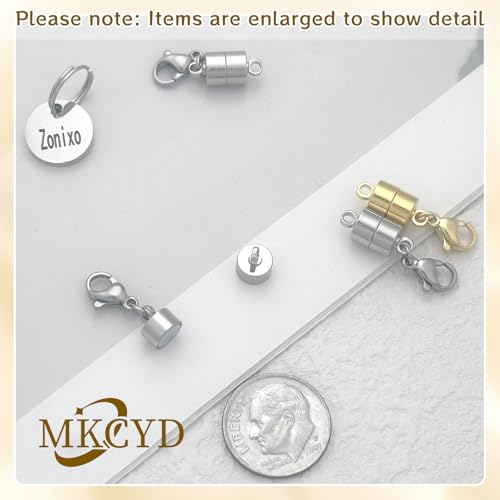 MKCYD Magnetic Necklace Clasp with Lobster Clasp,14K Gold and Silver Magnetic Jewelry Clasps for Necklace Extender Bracelet Closures
