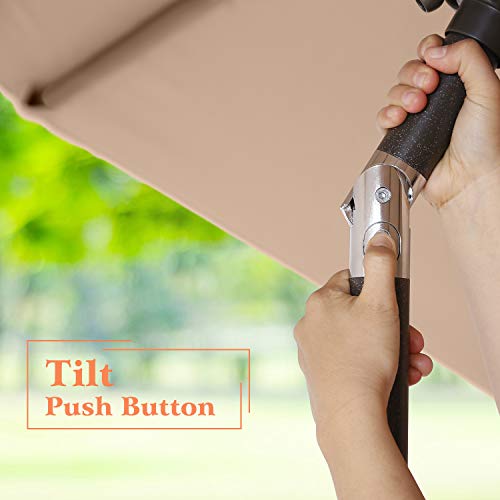 image for Aok Garden LED Outdoor Umbrella,9 ft Patio Umbrella LED Solar Power wi