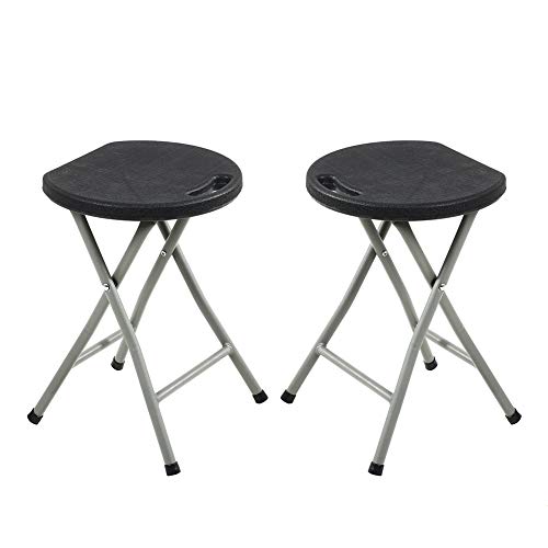 KKTONER Portable Metal and Plastic Folding Stool Light Weight Outside Chair Set of 2 Black - Thumbnail 7