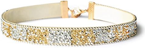 Adjustable Silver Gold White Rhinestone Diamond Crystal Choker Necklace Wide Vintage Chokers for Women Girls