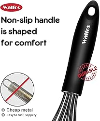 Silicone Whisk set, Walfos 11'' Flat Whisk and